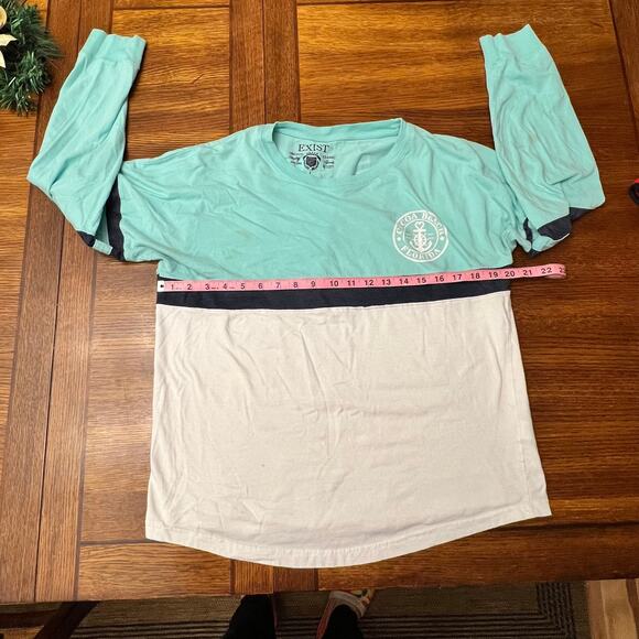 Cocoa Beach, Florida Raglan Long Sleeve Shirt Aqua White Size Large - Picture 8 of 13